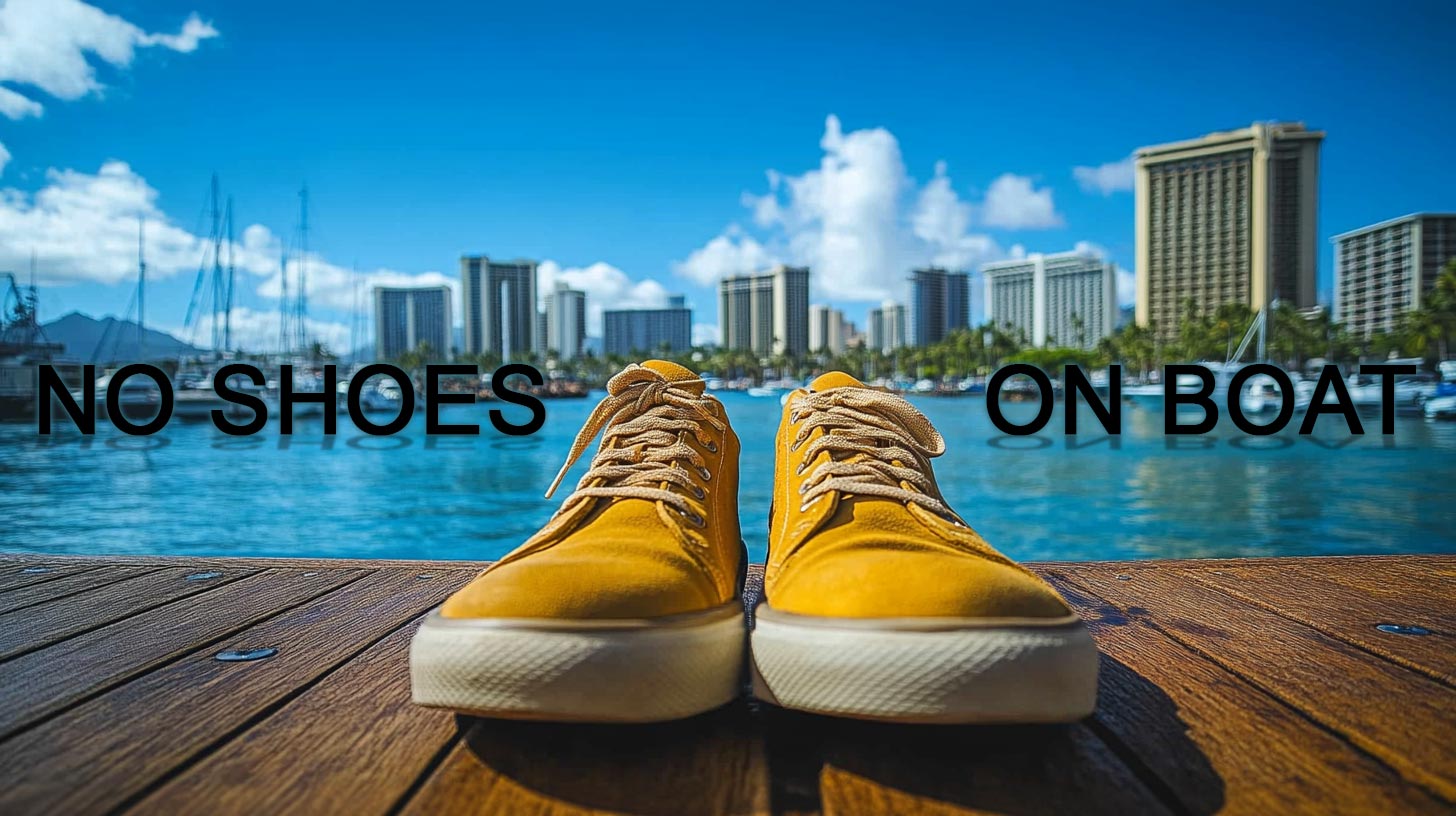 Do you wear shoes on a booze cruise boat party?