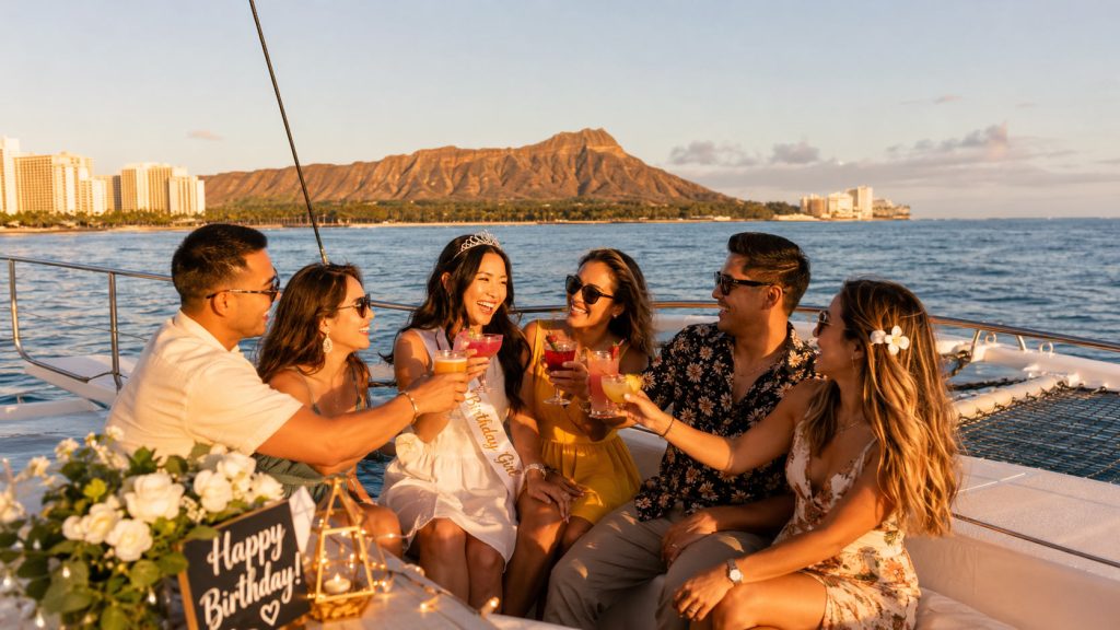 Celebrating a Birthday on a Waikiki Booze Cruise